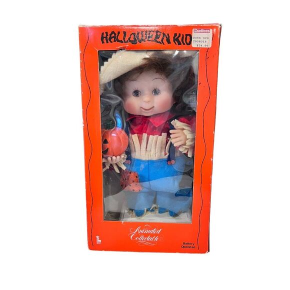 VTG Animated Halloween Kids Scarecrow Head & Hands Move 18" Tall Works - Picture 7 of 13